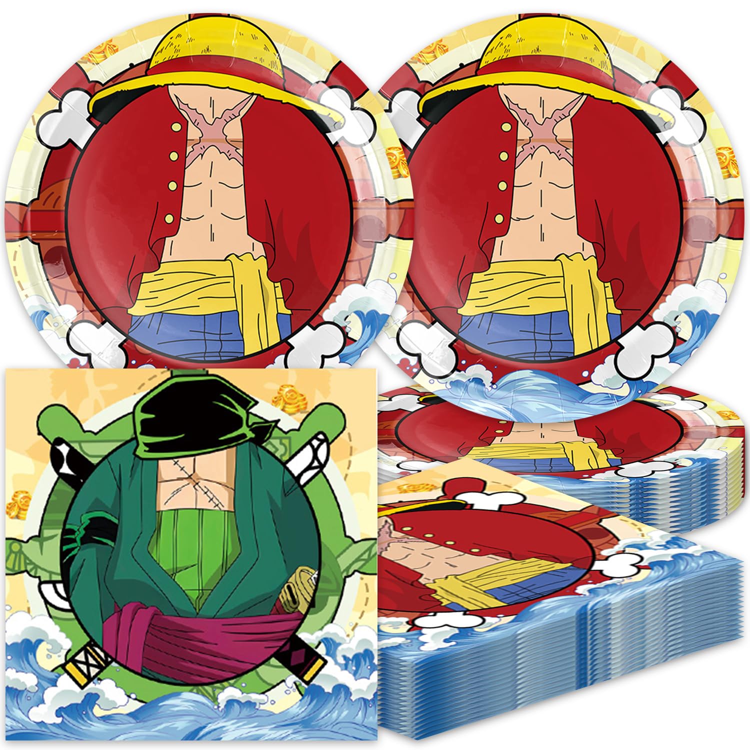 Photo 1 of 40Pcs One Piece Party Supplies Plates + Napkin One-Piece Birthday Party Decorations