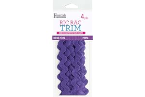 Essentials By Leisure Arts RIC Rac 1/2" 4 Yards Purple - Rick Rack Trim for Sewing - Wavy RIC rac Trim for Sewing and Crafts - RIC rac Ribbon - Rick Rack Trim Purple
