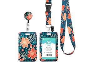 HINSLY ID Badge Holder with Lanyard, Retractable Badge Holders Reels with Lanyards Adjustable, for Women Kids Teacher Nurses Doctor Student
