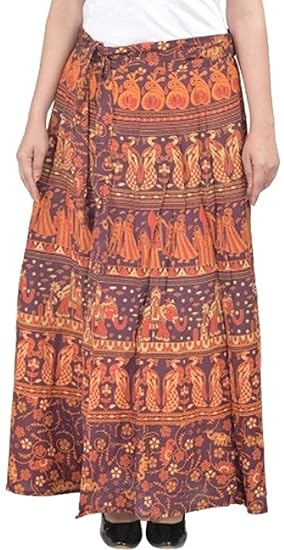 Women's A-Line Skirt (SKT3156_Brown_Free Size)
