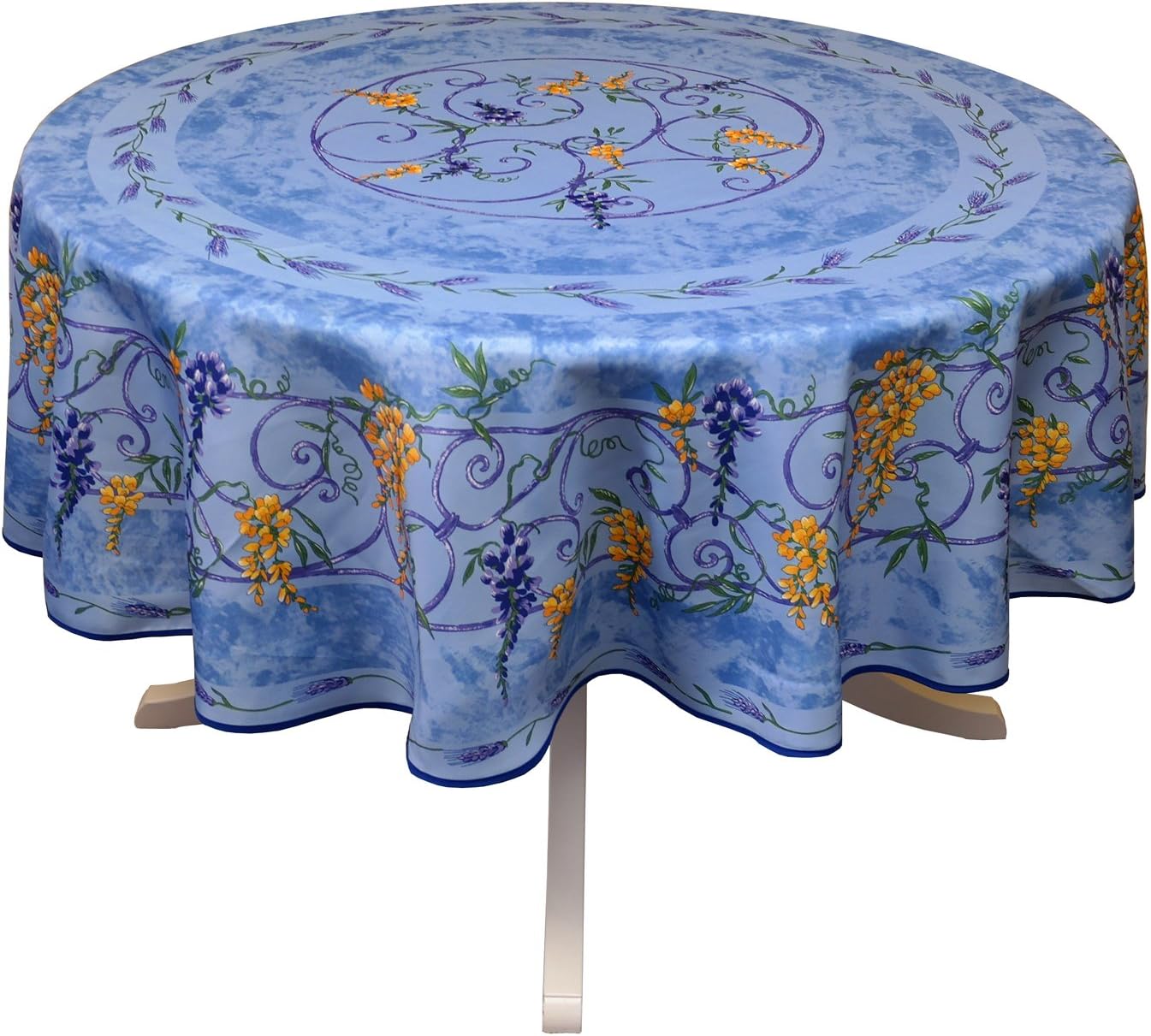 Wisteria Blue 71" Round French Provencal Polyester Tablecloth