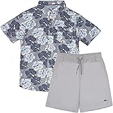 Tommy Bahama Boys Hawaiian Button Down Short Sleeve Shirt & Elastic Waist Shorts Set, Casual 2-Piece Summer Outfit for Kids