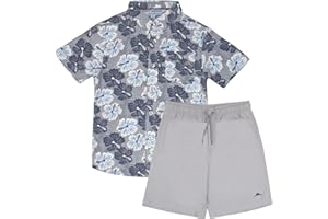 Tommy Bahama Boys Hawaiian Button Down Short Sleeve Shirt & Elastic Waist Shorts Set, Casual 2-Piece Summer Outfit for Kids