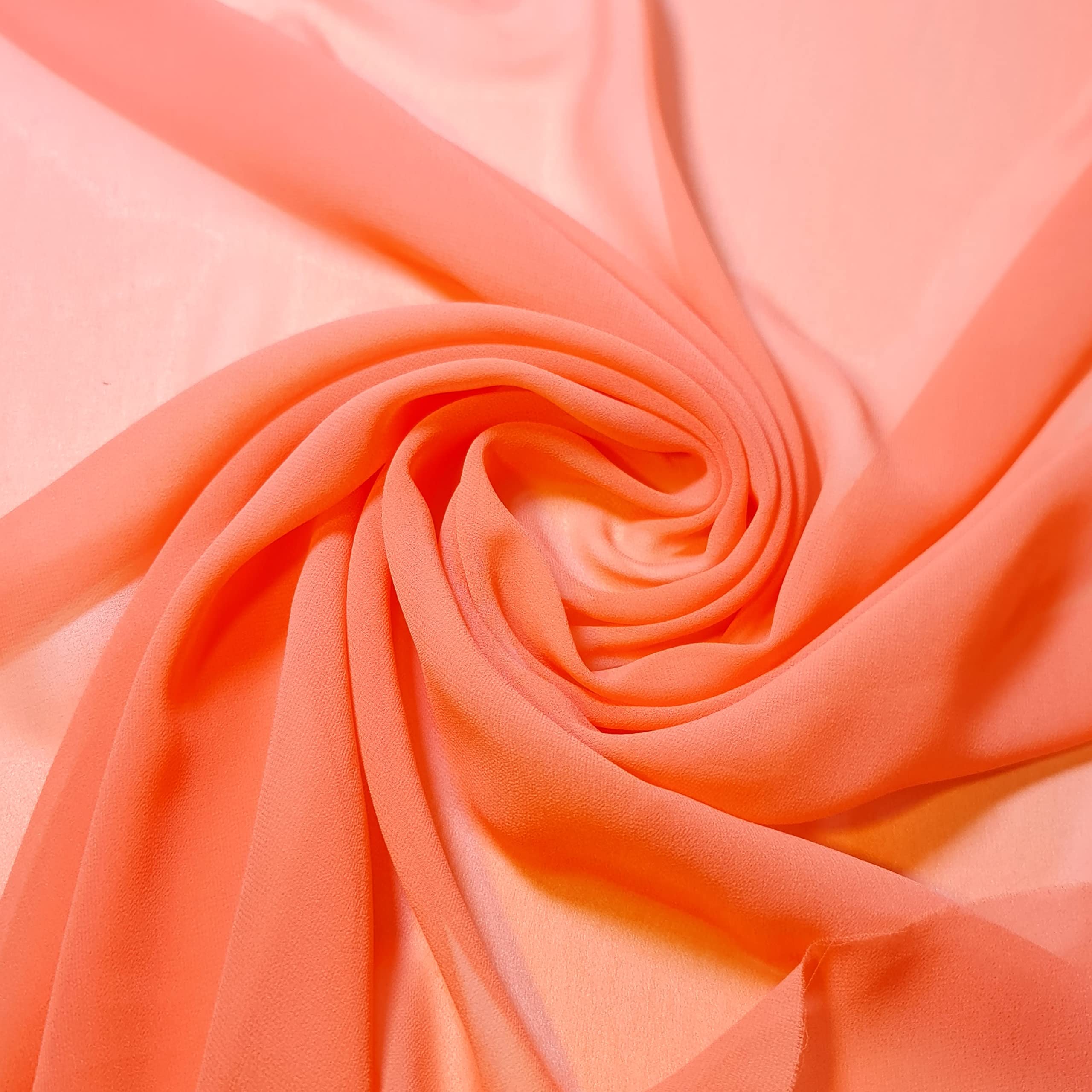 Chiffon Sheer Fabric Plain Soft Polyester Wedding Arch Dress Craft Material 44" (2 Meter, Coral Peach (20))