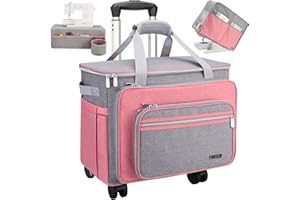 FINESUN Sewing Machine Case on Wheels Rolling Tote Craft Bag Sewing Machine Bag with Wheels Rolling Sewing Machine Tote with Removable Bottom Pad Fits for Most Standard Sewing Machines