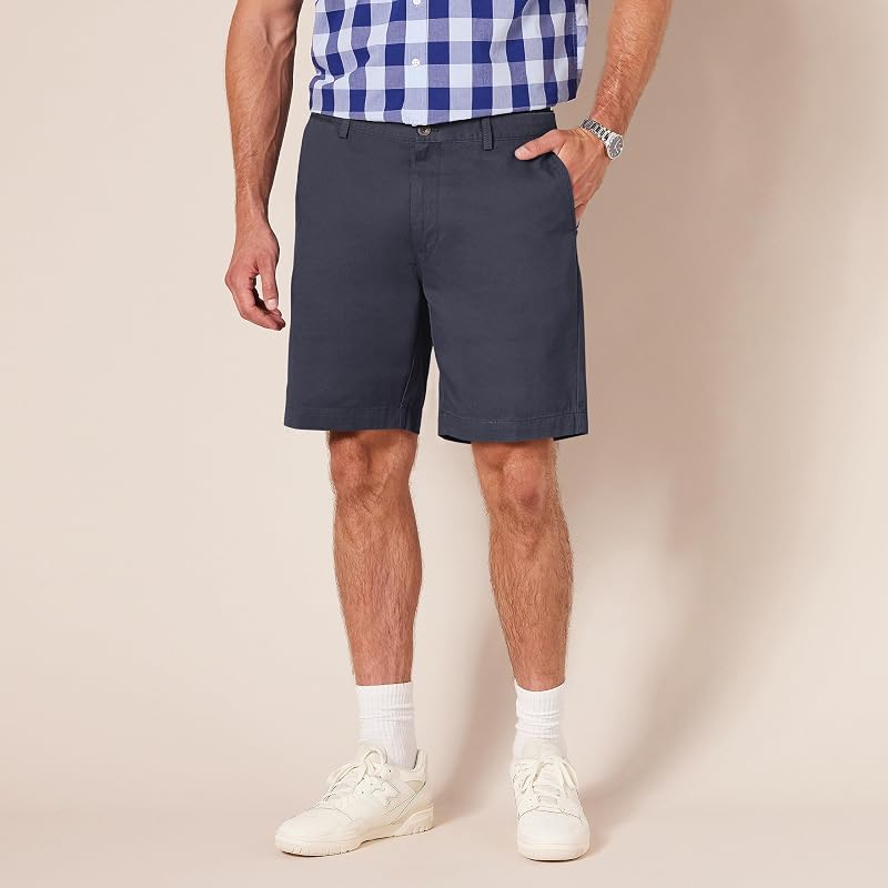 Pantaloncini Chino Vestibilità Aderente, 23cm Uomo, Blu Marino Scuro, 36W