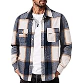 COOFANDY Men's Flannel Shirts Long Sleeve Cotton Plaid Shirt Jacket Casual Button Down Shirt with Pockets