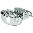 Viking 3-Ply Stainless Steel Oval Roaster with Metal Induction Lid and Rack, 8.5 Quart