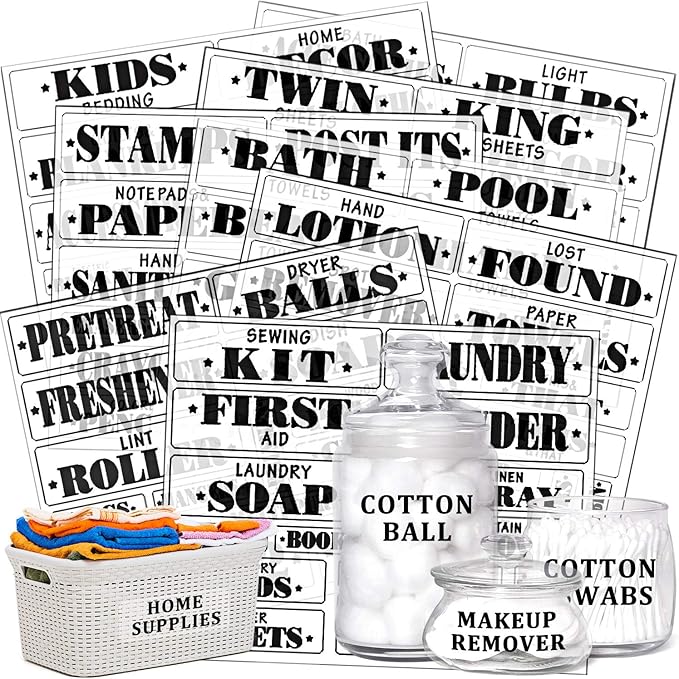 Amazon Com 170 Pieces Laundry Room Linen Closet Home Canister Office Organization Labels Water Resistant Printed Stickers For Large Laundry Room Bath Bin Space Labels 34 Blank Sticker Labels Included Kitchen Dining 170 pieces laundry room linen closet home canister office organization labels water resistant printed stickers for large laundry room bath bin space