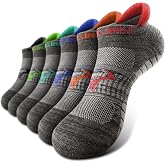 BULLIANT Men Cushioned Athletic Running Ankle Socks 6Pack-Arch Support | Fully Terry Sole | Moisture-Wicking Stretch Yarn | Anti-slip Y Heel Low Cut No show | Anti-blister Seamless Toe Closure