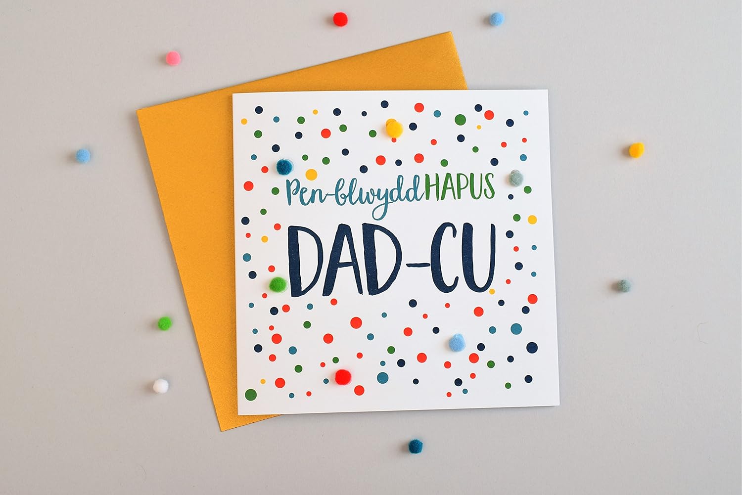 Claire Giles Greeting Cards, Welsh Happy Birthday Grandpa Card, Penblwydd Hapus Dad-cu, Dots Design Birthday Greeting Card - Image 4