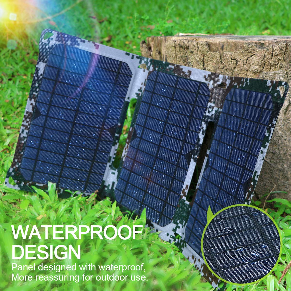 21Watts 5 Volts Solar Panel with Dual USB Ports,Waterproof & Foldable Solar Charger for iPhone,iPad,Android,Power Bank and Other Devices
