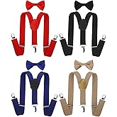 SATINIOR 4 Set Mens Suspenders and Bow Tie Set for Adults Women Y Back Elastic Adjustable Suspenders Sets for Wedding