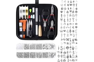 Audab Jewelry Making Kit with Tools, Wires, Charms and Findings for Jewelry Making and Repair