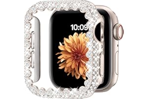HEARTBOOM Bling Bumper Case Compatible with Apple Watch Series 9 8 7 41mm,Diamond Protective Face Cover for Women,Hard PC Frame for iWatch 41mm Starlight