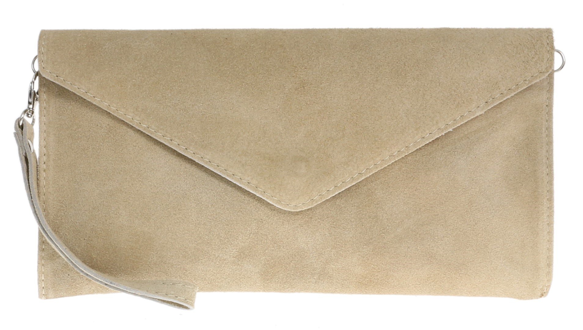 Girly Handbags Womens Italian Suede Leather Envelope Clutch Bag Beige