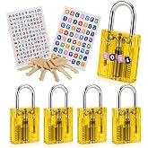 BOZZYS Transparent Padlock 5-Pack Keyed Alike Set | Yellow ViviSeeLock Visible Security Lock with 6 Keys, DIY &amp; Locksport Use, Gym Lockers &amp; Luggage, Wardrobes &amp; Drawers