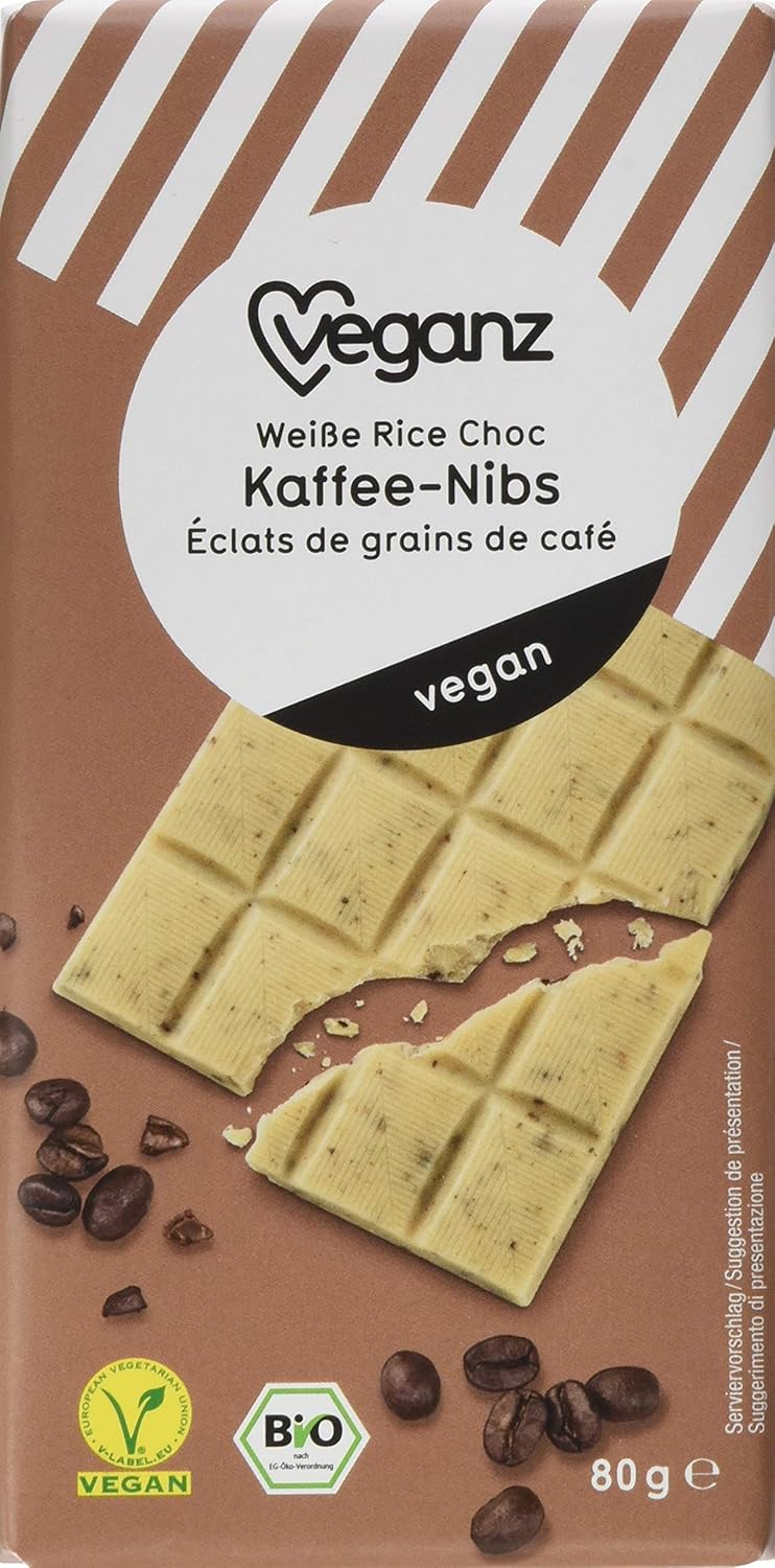 Veganz BIO Weiße Rice Choc Kaffee-Nibs - Vegane weiße Schokolade