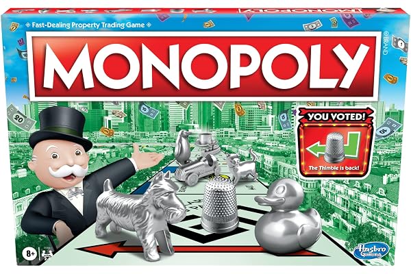 Monopoly Game, Family Board Games for 2 to 6 Players & Kids Ages 8 and Up, Includes 8 Tokens (Token Vote Edition)