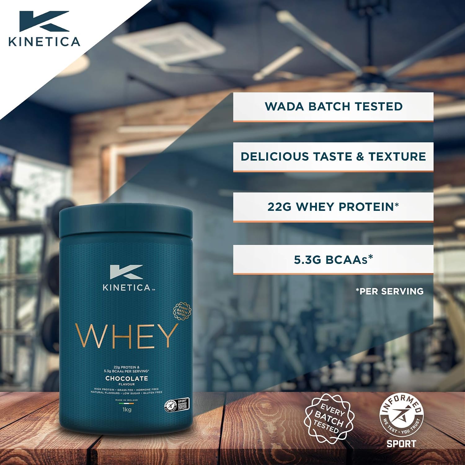 Kinetica Sports Whey Protein Powder - Chocolate, 1 Kg, 33 Servings, 33 Servings (Pack of 1) - Image 4