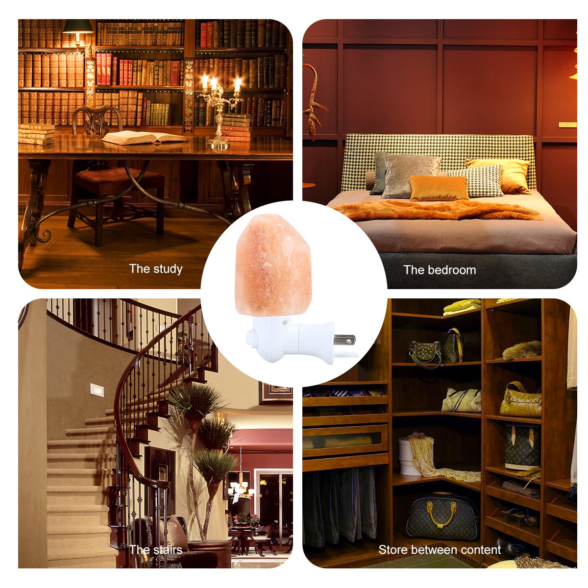 SDlife Salt Lamp Home Decor Night Light With Wall Plug (A)