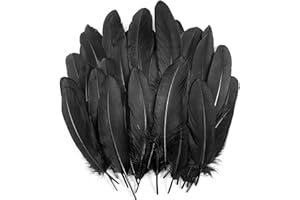 UNEEDE 120Pcs 6-8 Inch Black Feathers, Natural Goose Feathers for DIY Halloween Decorations, Halloween Decoration,Cosplay, Gothic Costumes & Crafts