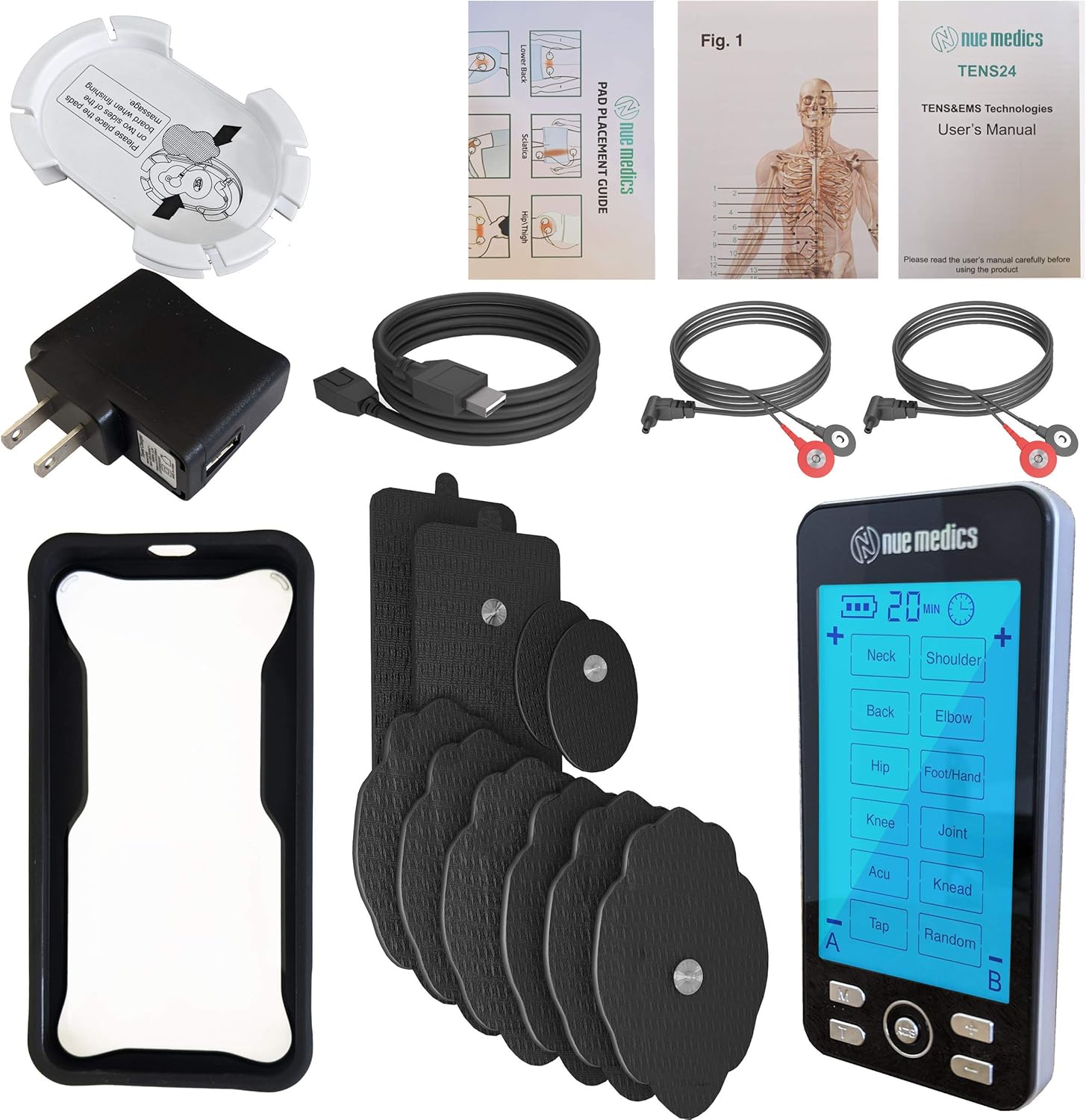 Tens Unit Machine Pulse Massager 24 Massage Modes [Lifetime Warranty] Rechargeable Muscle Stimulator Device with 10 Pads for Pain Relief, Body Building Neck Back Pain Relief: Health & Personal Care