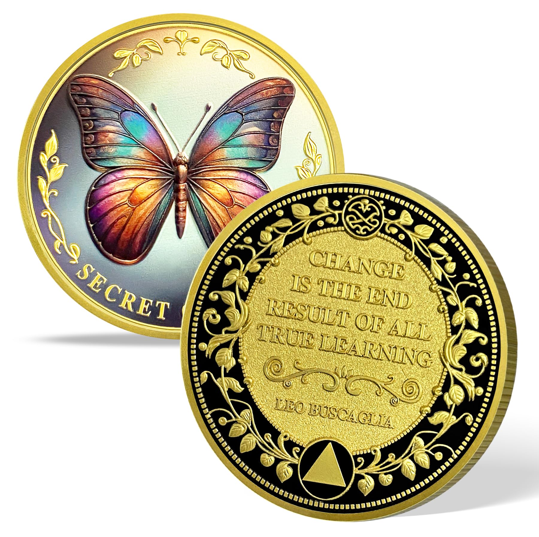 ACGZQY Sobriety Chip - Rainbow Butterfly AA Coin and Medallion Sobriety Coin Vintage Recovery Chips Sober Anniversary Token Sobriety Gifts NA Alcoholics Anonymous Recovery (Gold)