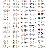 BESTEEL 63 Pairs Hypoallergenic Stud Earrings for Girls Women - Cute Stainless Surgical Steel Earring Sets Sensitive Ears Small Colorful Animal Jewelry for Toddler Kids Teens