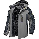 TACVASEN Men's Winter Ski Jacket Waterproof Snow Coats Snowboard Fleece Lining Jacket Warm Parka with Hooded