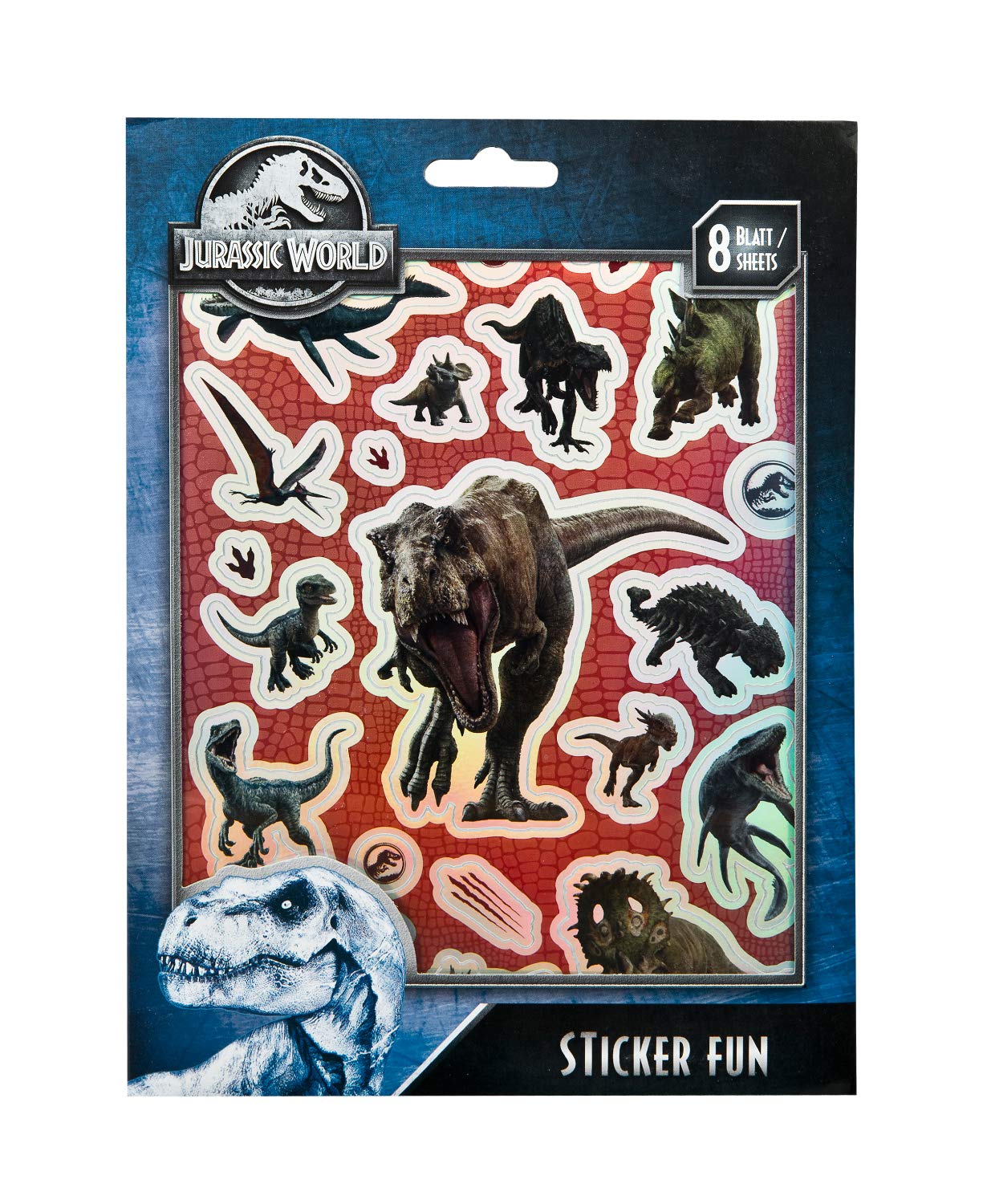 Undercover JURP0061 Fun Jurassic World Stickers 7 Sheets of Metallic Stickers Approx. 16.6 x 22.3 cm