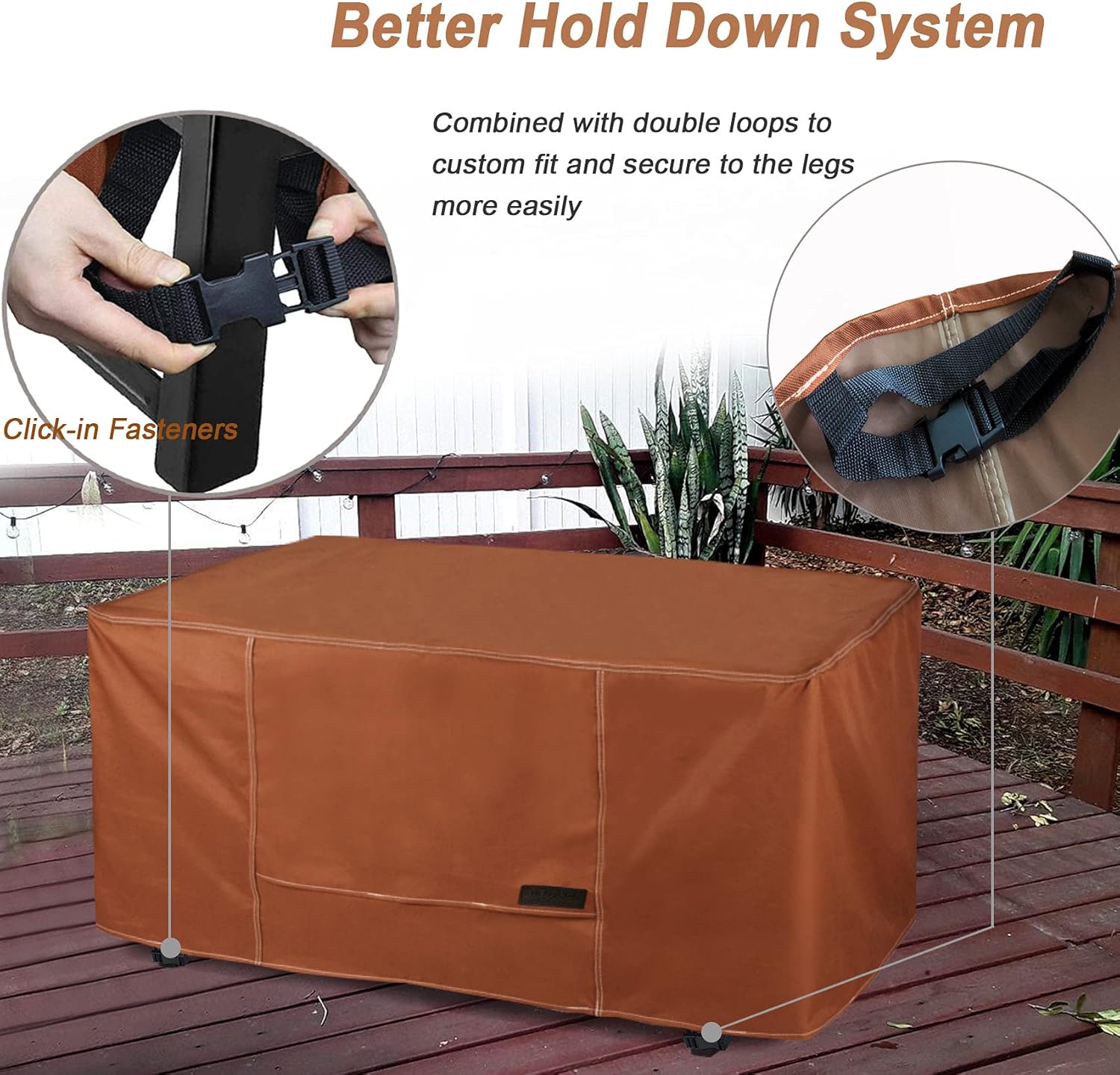 NettyPro Outdoor Fire Pit Table Cover 48 inch Rectangular Deck Box Cover Waterproof Heavy Duty Patio Firepit Cover, Brown : Garden & Outdoor
