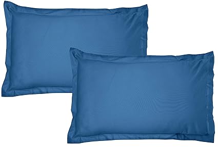 Amazon Brand - Solimo Solid 144 TC 100% Cotton 2 Piece Pillow Covers, 18x 27, Navy Blue