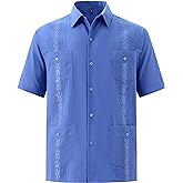 MAXJON Men's Guayabera Shirts for Mens Cuban Shirts Short Sleeve Shirt