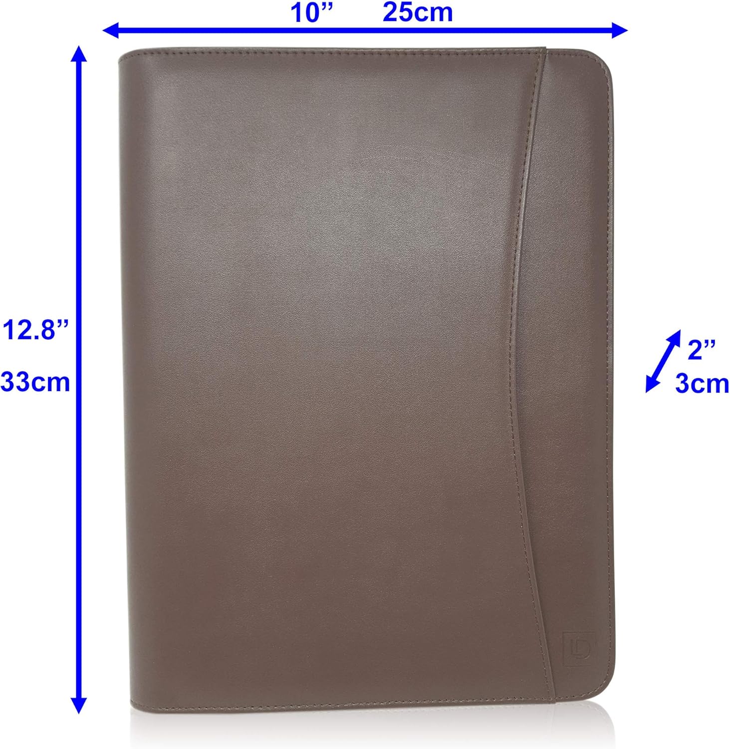 Dark Brown A4 Document Folder, PU Leather Conference Folder Portfolio, Zippered Organiser for Men & Women with A4 Notepad - Image 5