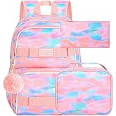 ZLYERT 3Pcs Backpack for Girls Boys, 17 Inch School Bookbag with Lunch Box, Durable Laptop Backpacks Set for Teens College