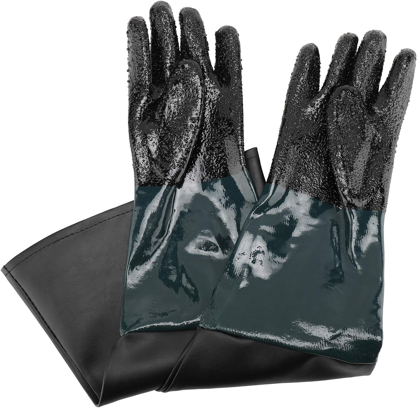 23.6" Length Rubber/PVC Material Sandblasting Protection Gloves with