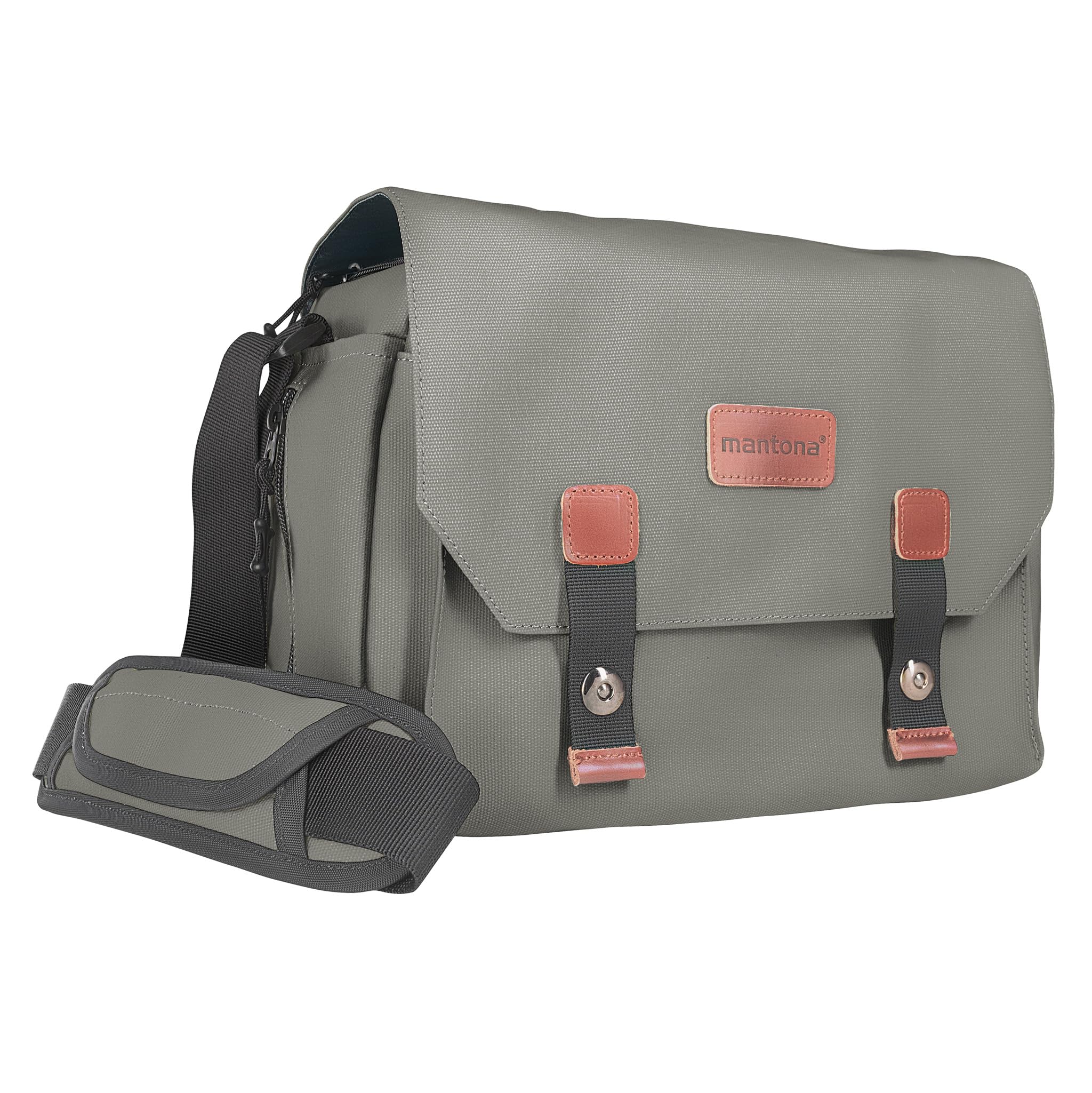 Mantona Milano Grande Camera Bag (Fashionable Universal Case for Digital SLR Cameras and System Cameras plus Accessories, Vintage Grey Interior) Grey