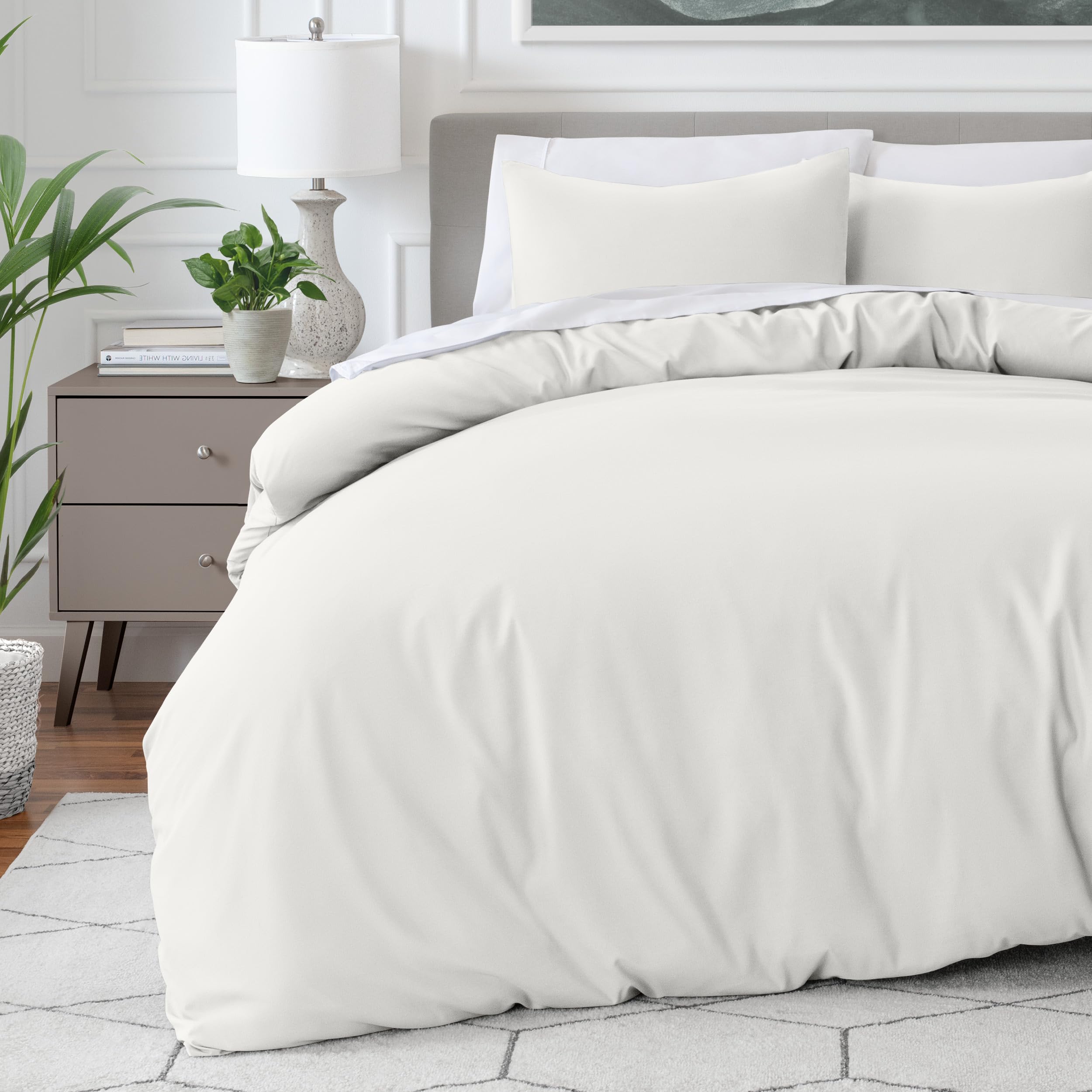 Bare Home Duvet Cover Set Emperor Size - Premium 1800 Ultra-Soft Duvet Cover Set - Lightweight - Cooling Duvet Cover - Bed Duvet Cover with 2 Pillowcases (Emperor, Cream)