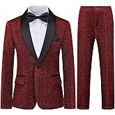 Boys Tuxedo Suit Slim Fit 3 Piece Velvet Tux Blazer Jacket Pants Bow Tie Toddler Kids Wedding Formal Outfit Set