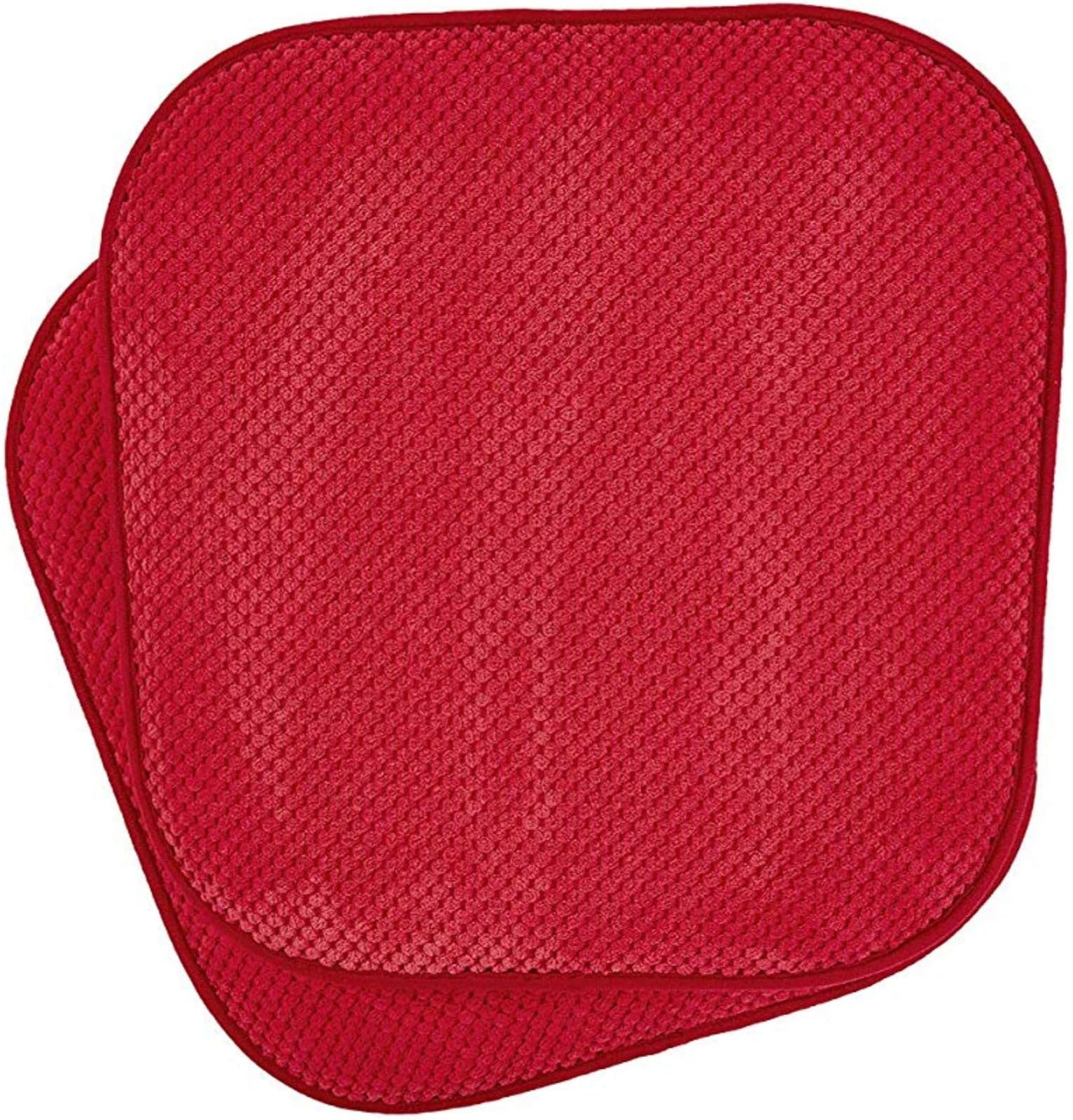 GoodGram Premium Soft Surface Ultra Comfort Non-Slip Kitchen & Dining Curved Memory Foam Chair Cushions - Assorted Colors (Red, 2 Pack)