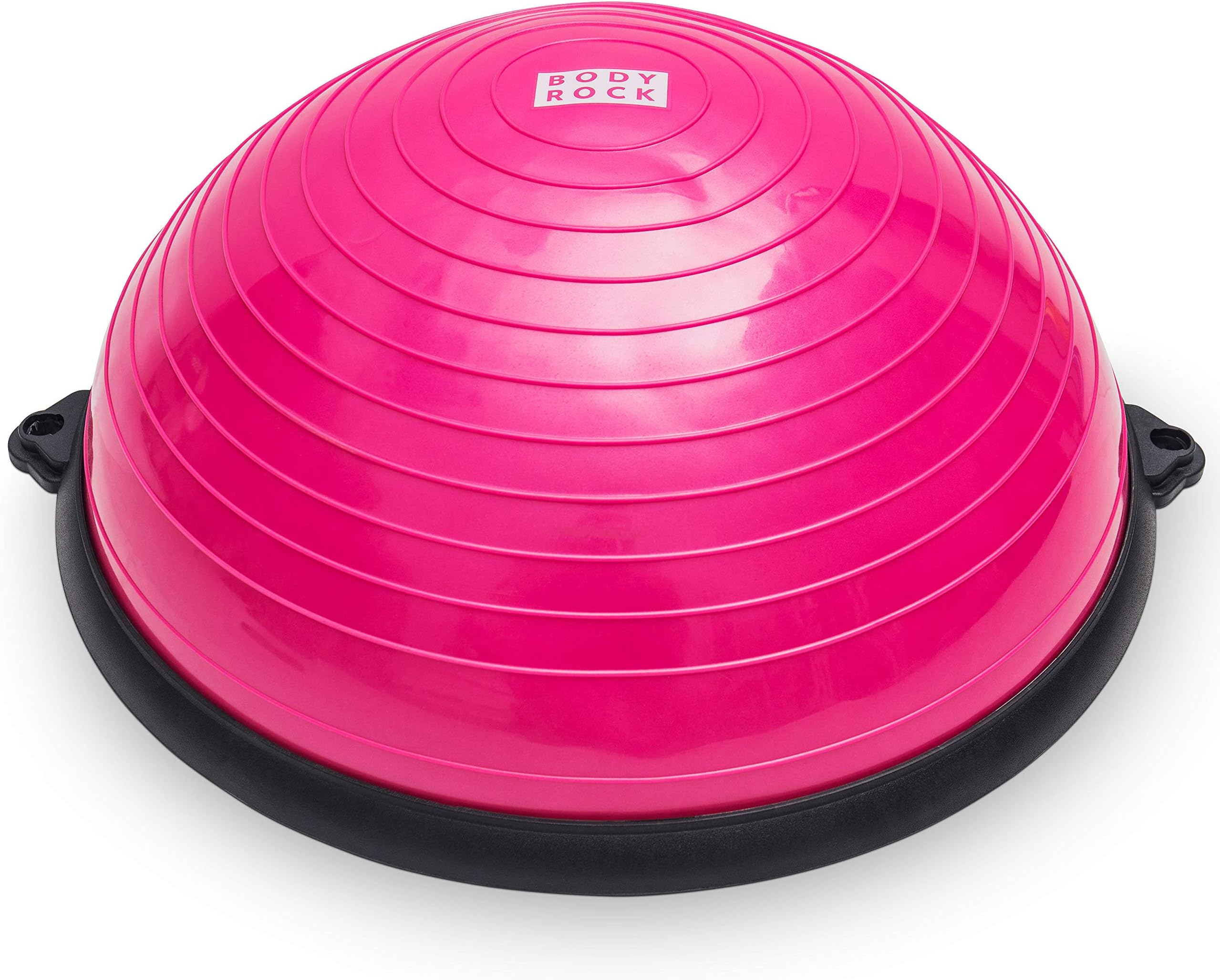 BodyRock Half Ball Balance Trainer: Stability and Fitness Half Moon Balancing Ball with Pump to Improve Core and Ab Strength - Exercise Equipment for Home Gym Workout, Yoga and Full Body (PINK)