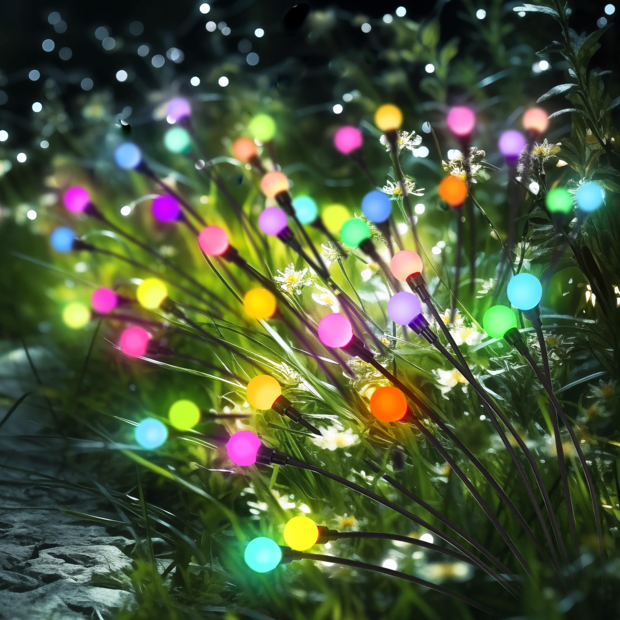 PATIOPIA Solar Lights Outdoor Garden, 40 LED Firefly Outdoor Garden Lights Waterproof, Solar Powered Swaying Light for Pathway, Yard, Patio Decoration (4 Pack,Colorful)