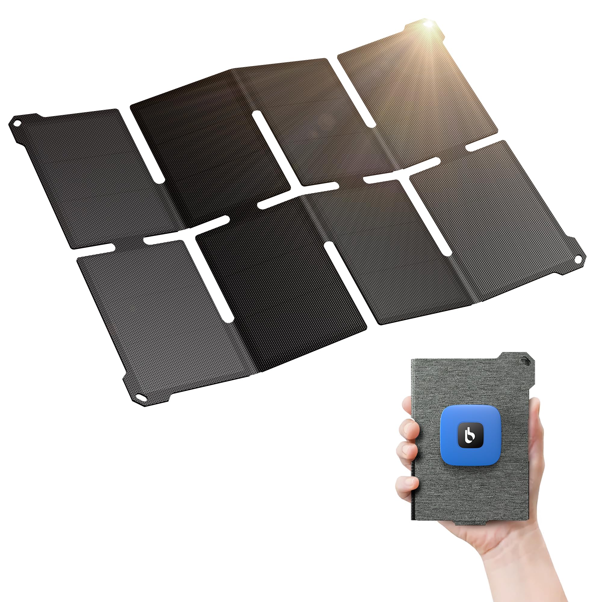 Photo 1 of [Pocket-Size]BigBlue Portable 25W Solar Panel Charger, Folding Solar Charger with USB-A and USB-C Ports, IP68 Waterproof Solar Panel for Backpacking Compatible with Cellphones, Tablets, Power Bank etc