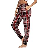 Vlazom Women Plaid Pajama Pants Comfy Lounge Pants Sleep Pj Bottoms Jogger Trousers with Pockets Drawstring
