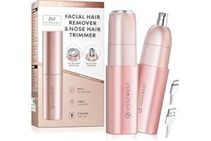 VG VOGCREST Nose Trimmer for Women: 2 in 1 Rechargeable Facial Hair Removal - Portable Mini Face Shaver for Chin Lip Peach Fuzz Ideal for Travel Use