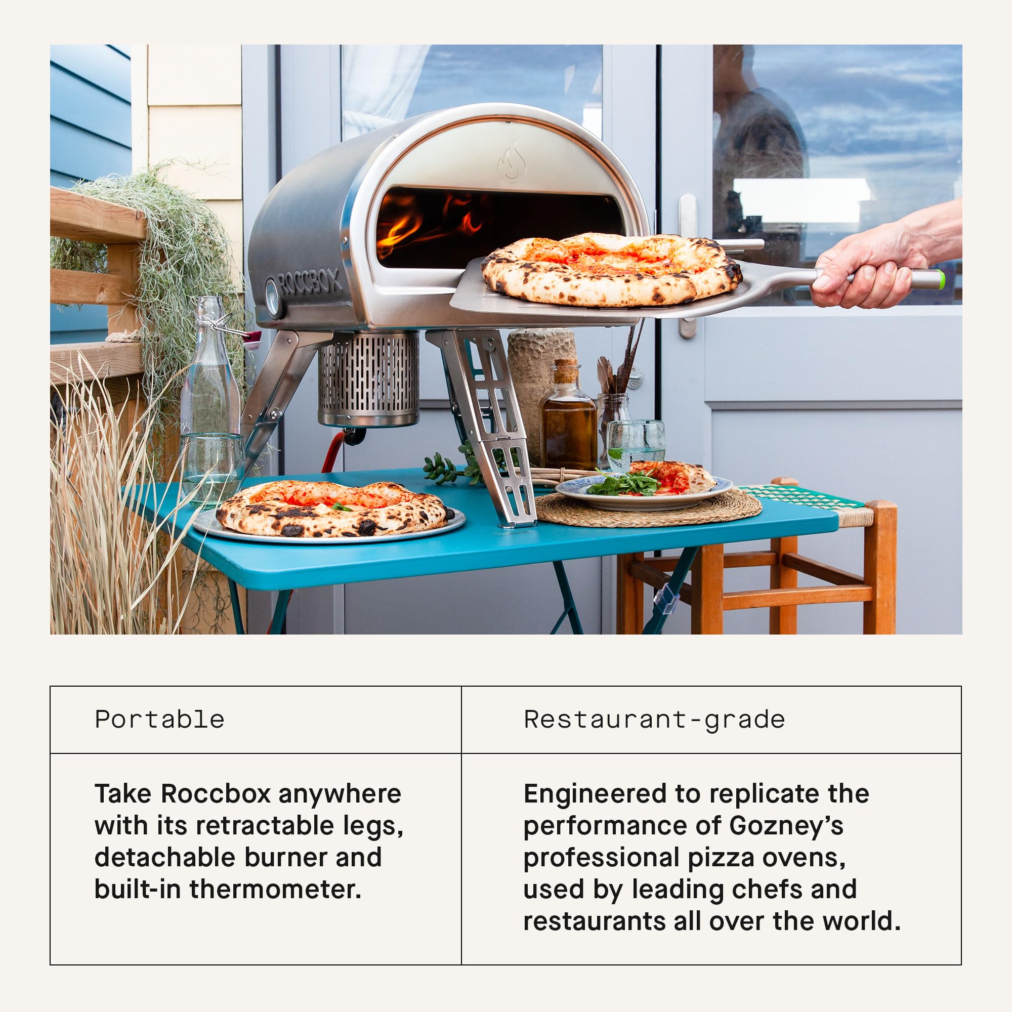Roccbox Pizza Oven by Gozney Portable Outdoor Oven Gas Fired, Fire