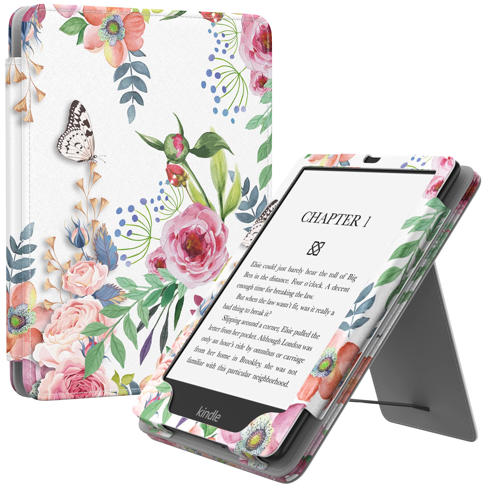 Photo 1 of MoKo Case for 6.8" Kindle Paperwhite (11th Generation-2021) and Kindle Paperwhite Signature Edition, Slim PU Shell Cover Case with Auto-Wake/Sleep for Kindle Paperwhite 2021, Fragrant Flowers