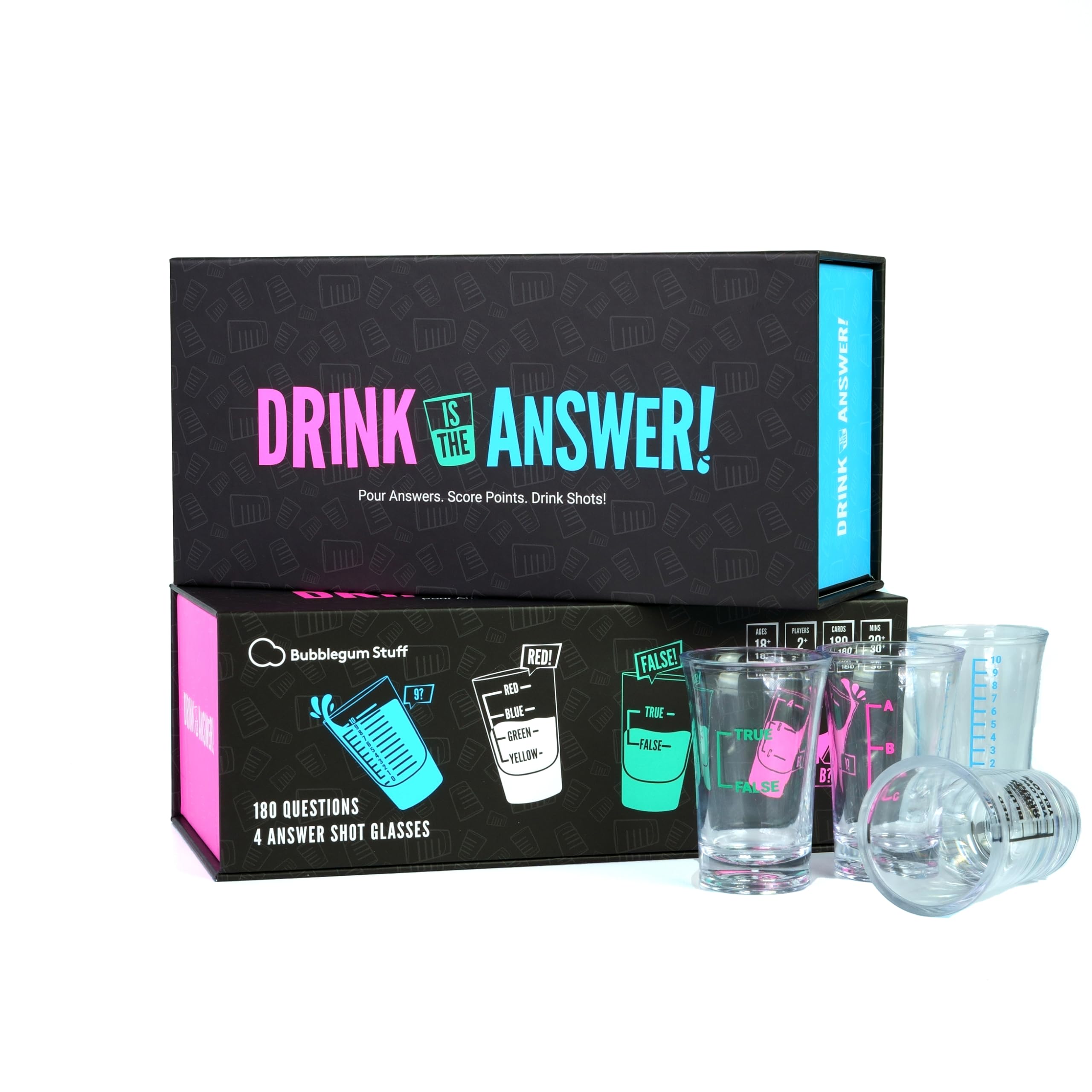 Bubblegum Stuff Drink Is The Answer - Trivia Game - Drinking Game - Party Game - Pour Answers - Score Points - Drink Shots - Suitable For Adults Only