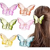 La Jolie Jasmin HairClawClip, 6 Pieces Large Butterfly Hair Clip, 3.4 x 2.2 x 1.9 inches, for Thick Hair, Jumbo Claw Clip, Transition from Day to Night, Ideal Gift for Women and Girls, Crystal 6